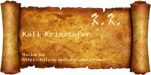 Kali Krisztofer névjegykártya